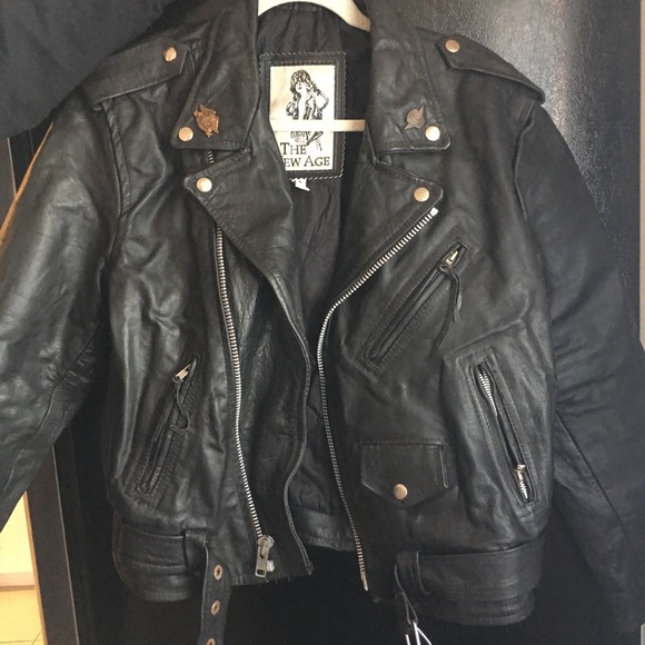 AMAZING ‘The New Age’ Vintage Black Leather Jacket - Picture 5 of 7